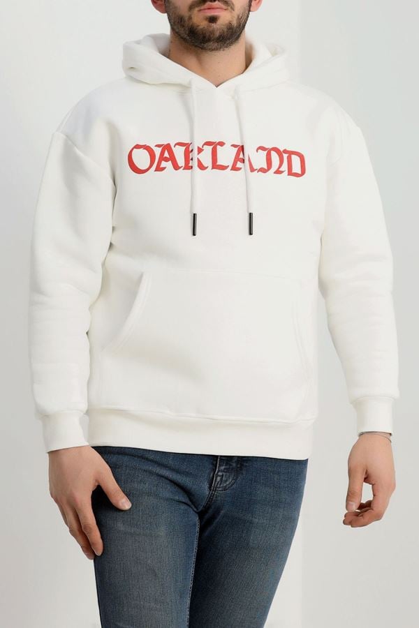 3 İplik Şardonlu Baskılı Erkek Sweat Beyaz - 42296.2086.