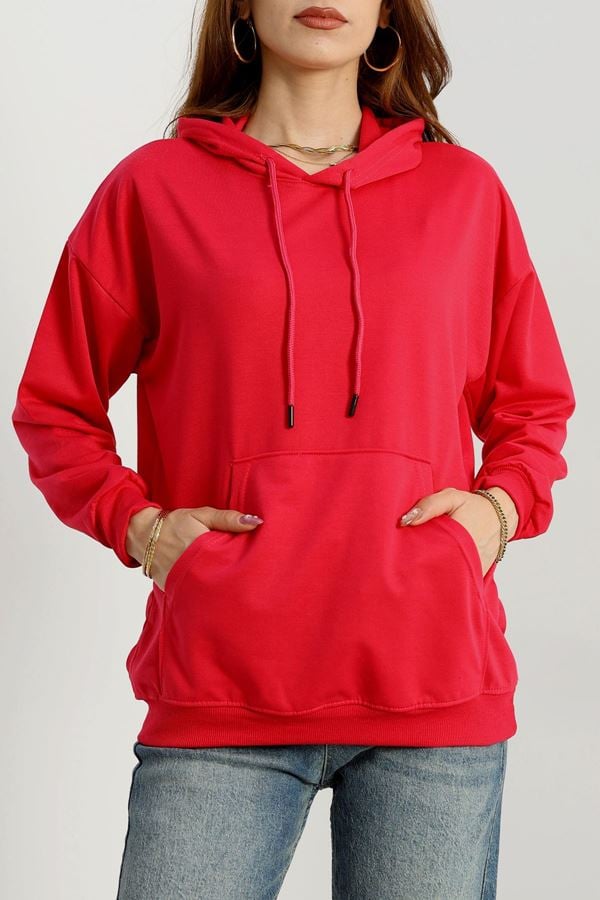 2 İplik Kapşonlu Kanguru Cepli Sweat Koyupembe - 30090.1878.