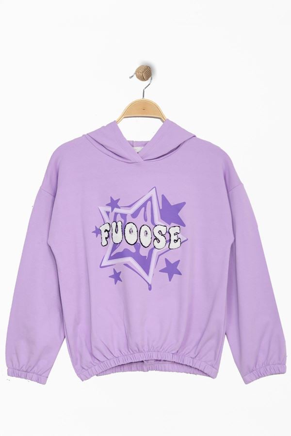 2 İp Şardonlu Baskılı Kapüşonlu 8-12 Yaş Sweat Lila - 725432.1576.