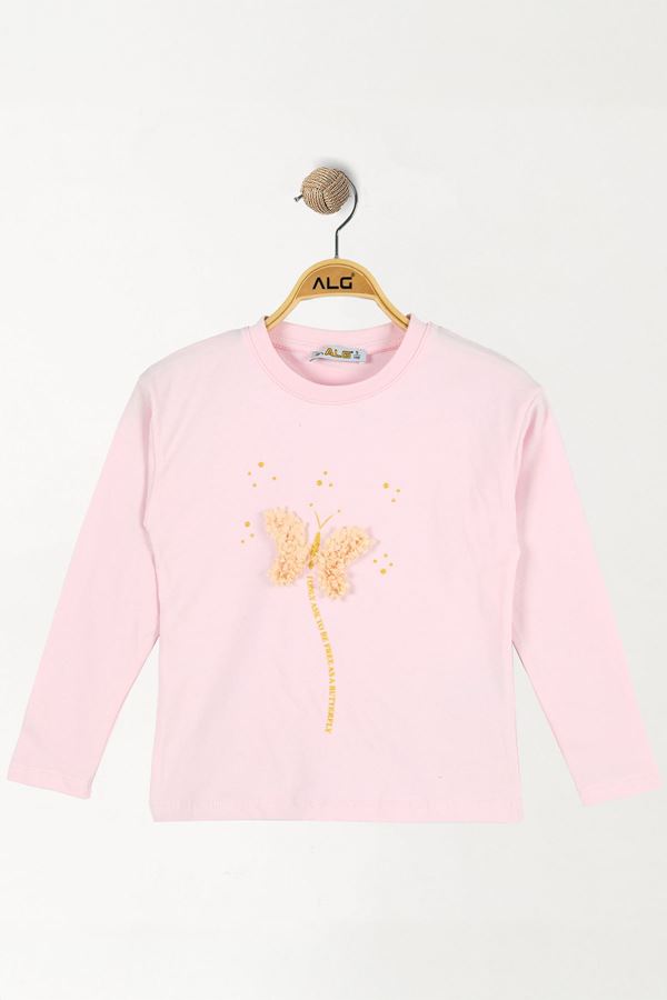 Kelebek Nakışlı 2-5 Yaş Sweatshirt Pembe - 5264020.1576.