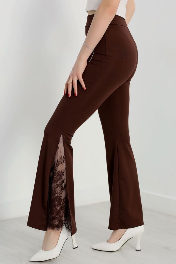 Tüllü İspanyol Paça Tayt Kahve - 50886.1905.
