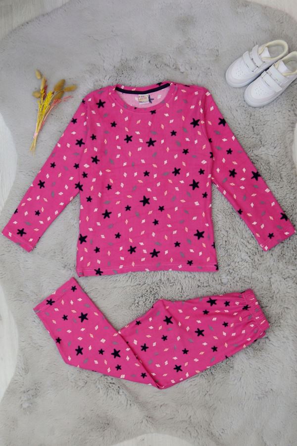 13-16 Yaş Süet Pijama Takımı Fuşyayıldız - 42206.2028.