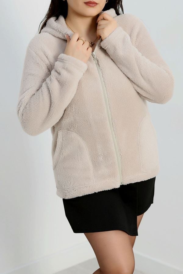 Welsoft Kumaş Kapşonlu Battal Ceket Taş - 70749.107.