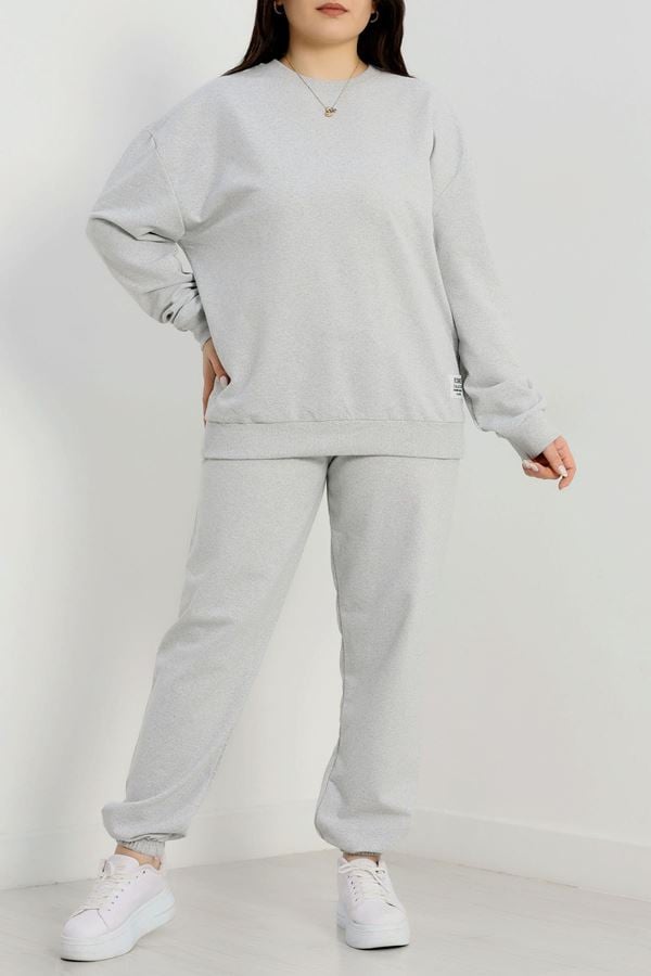 2 İplik Büyük Beden Eşofman Takımı Gri - 50795.1857.