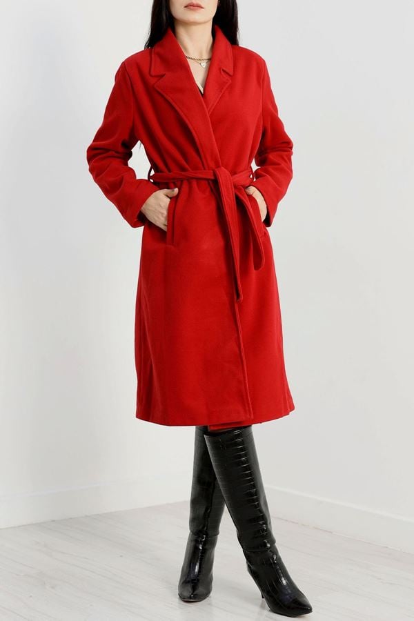 110 Cm Astarlı Kaşe Kaban Kırmızı - 90038.1839.