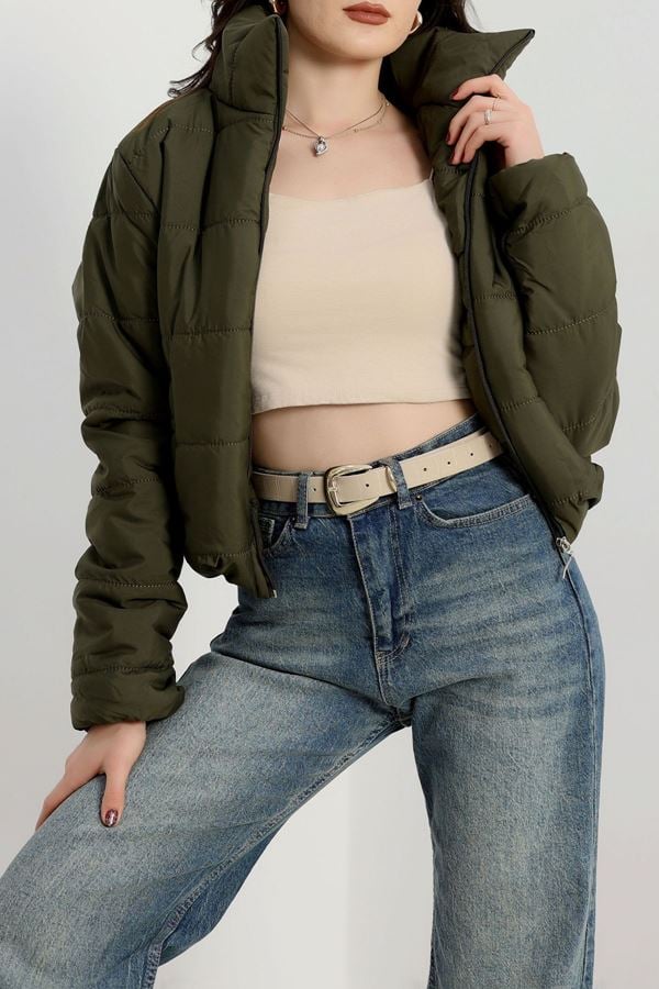 Kısa Şişme Mont Haki - 90035.1839.