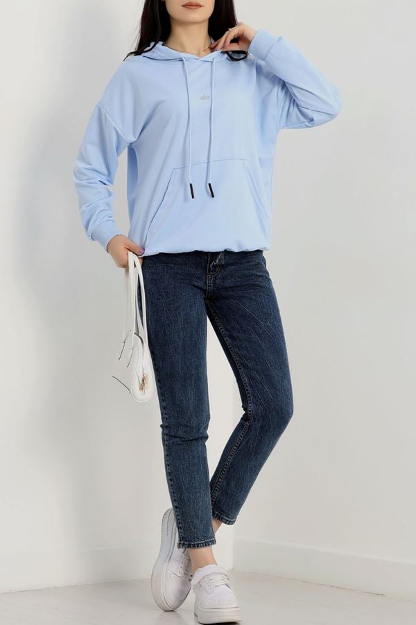 2 İplik Kapşonlu Baskılı Sweatshirt Bebemavi - 31315.1878.