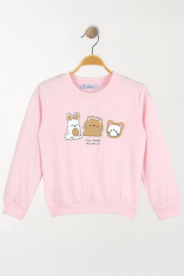 2 İp 2-5 Yaş Simli Çocuk Sweatshirt Pembe - 5260000.1576.