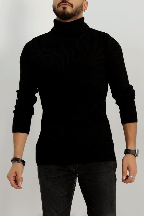 Balıkçı Yaka Erkek Triko Siyah - 70781.1766.