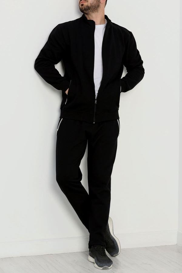 Şardonlu Pike Erkek Eşofman Takımı Siyah - 42214.1937.