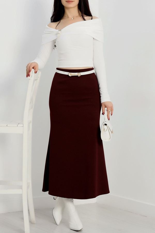 Çan Kesim Zra Krep Etek Bordo - 30784.1865.