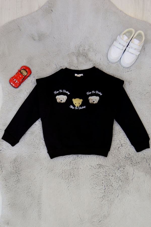 3 İp 3-7 Yaş Şardonlu Sweatshirt Siyah - 624405.1576.