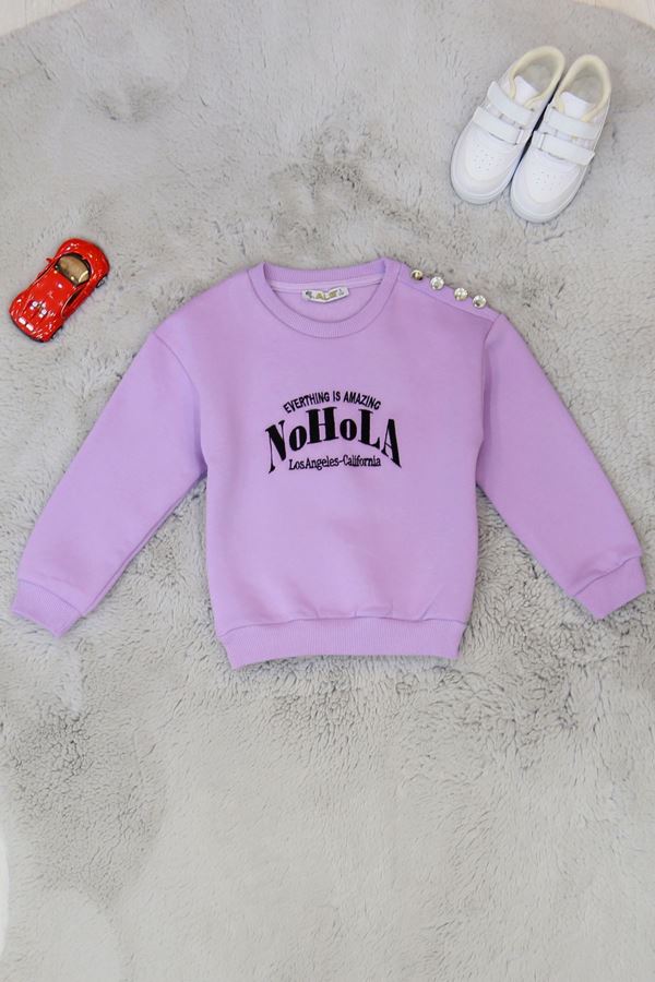 3 İp Şardonlu Baskılı 3-7 Yaş Kapüşonlu Sweatshirt Lila - 625516.1576.