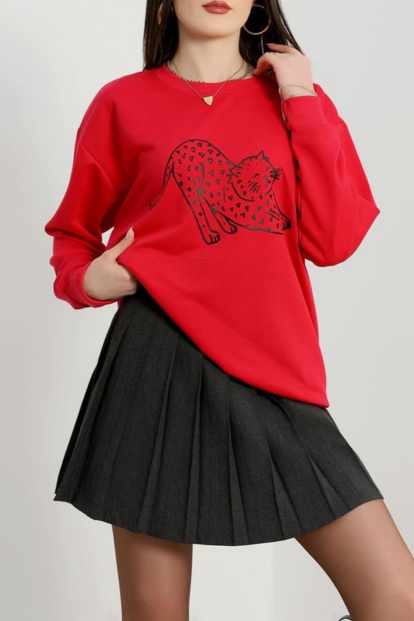 2 İplik Baskılı Sweatshirt Fuşya - 31302.1878.