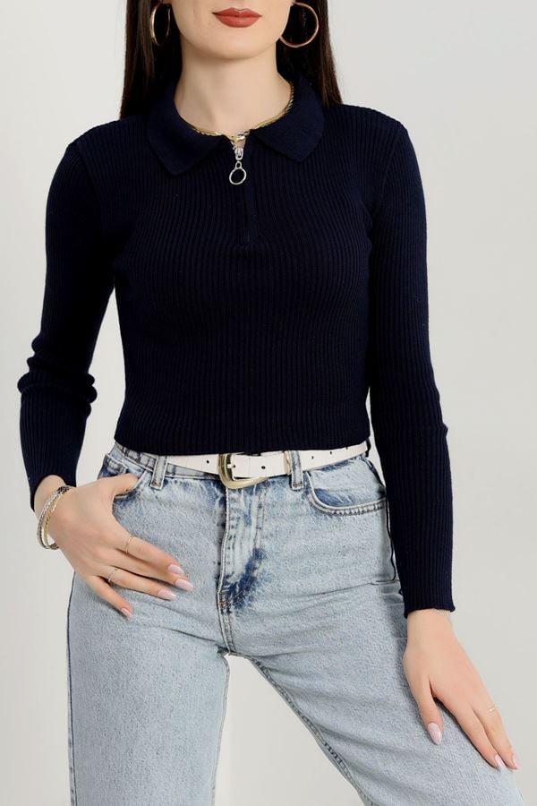 Fermuarlı Polo Yaka Triko Laci - 4009.2043.