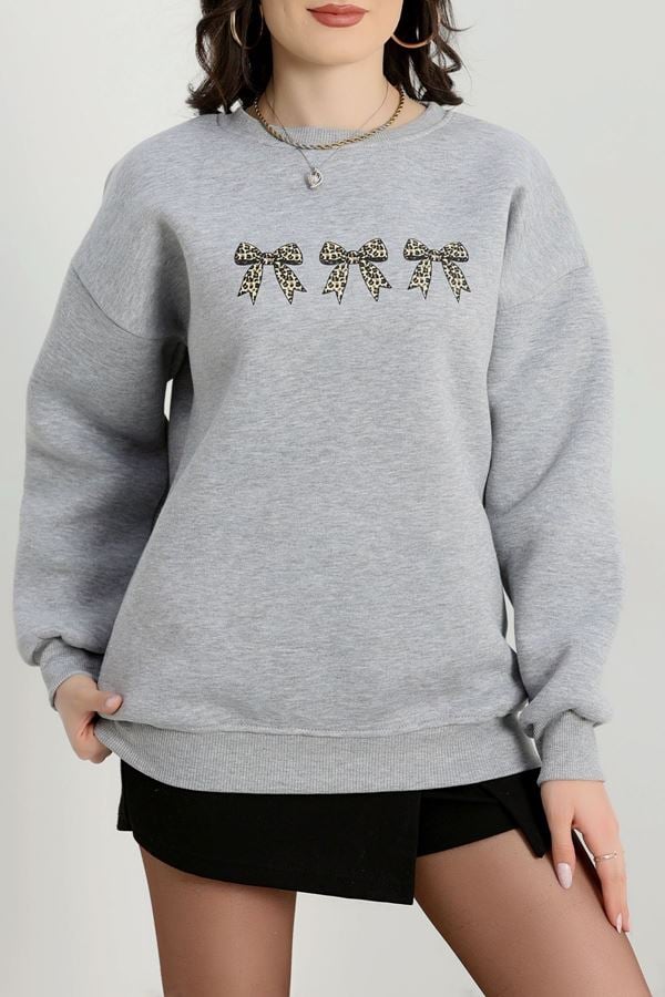 3 İplik Bisiklet Yaka Sweat Gri - 42241.1878.