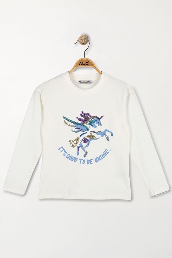 Nakışlı 6-9 Yaş Sweatshirt Beyaz - 6264181.1576.