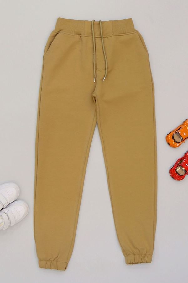 11-15 Yaş İki İplik Kompak Penye Unisex Eşofman Altı Bej - 90227.2032.