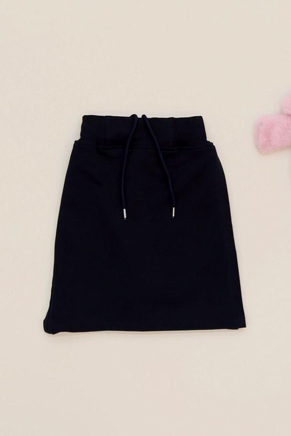 6-10 Yaş İki İplik Beli Lastikli Kompak Penye Şort Etek Lacivert - 90232.2032.