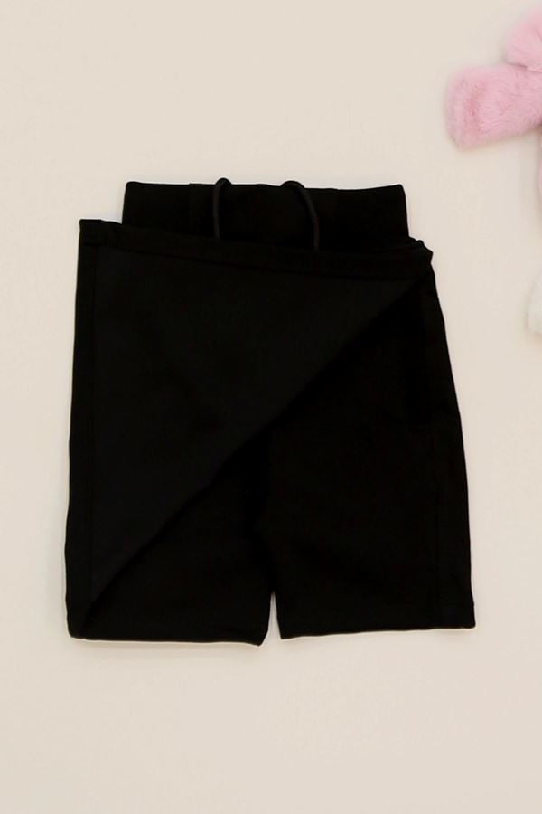 6-10 Yaş İki İplik Beli Lastikli Kompak Penye Şort Etek Siyah - 90232.2032.