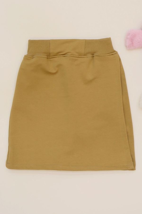 11-15 Yaş İki İplik Beli Lastikli Kompak Penye Şort Etek Bej - 90233.2032.