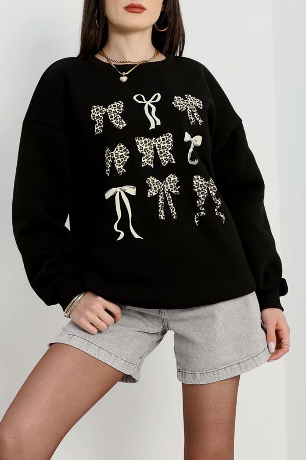 3 İplik Baskılı Sweat Siyah - 42244.1878.