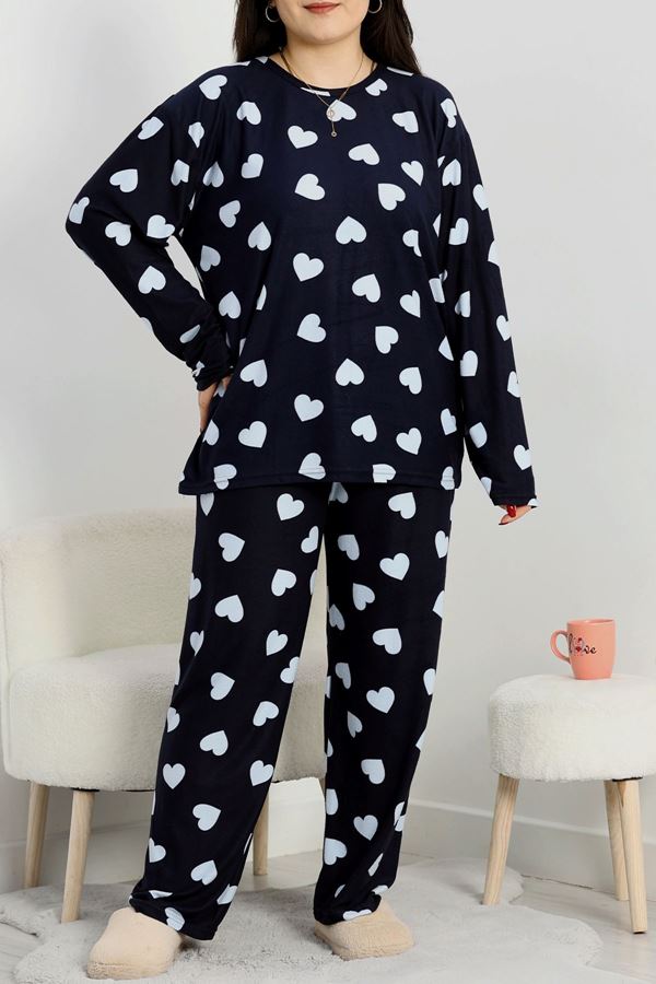 Süet Büyük Beden Alt Üst Aynı Pijama Takımı Lacikalp - 120.1287.