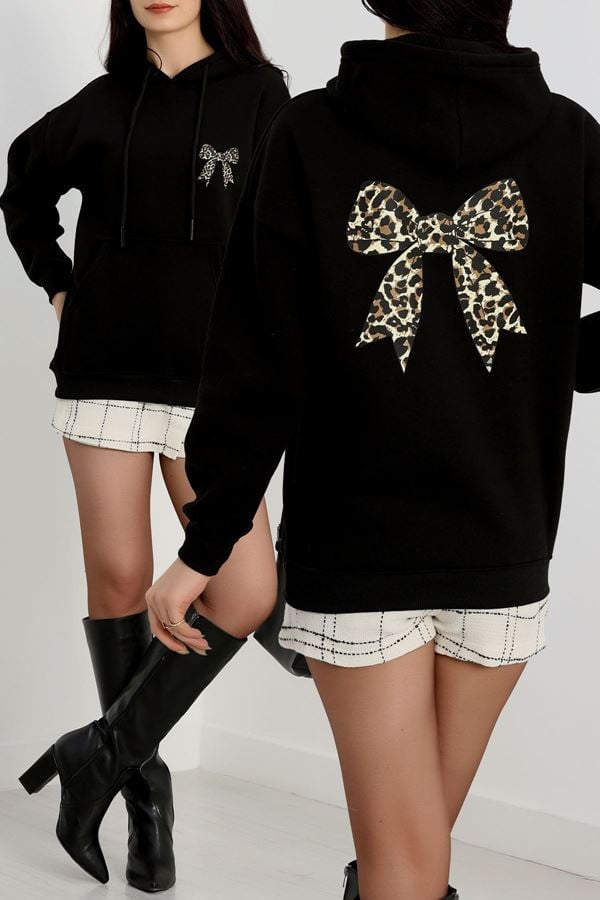 3 İplik Kanguru Cepli Kapşonlu Sweat Siyah - 42251.1878.