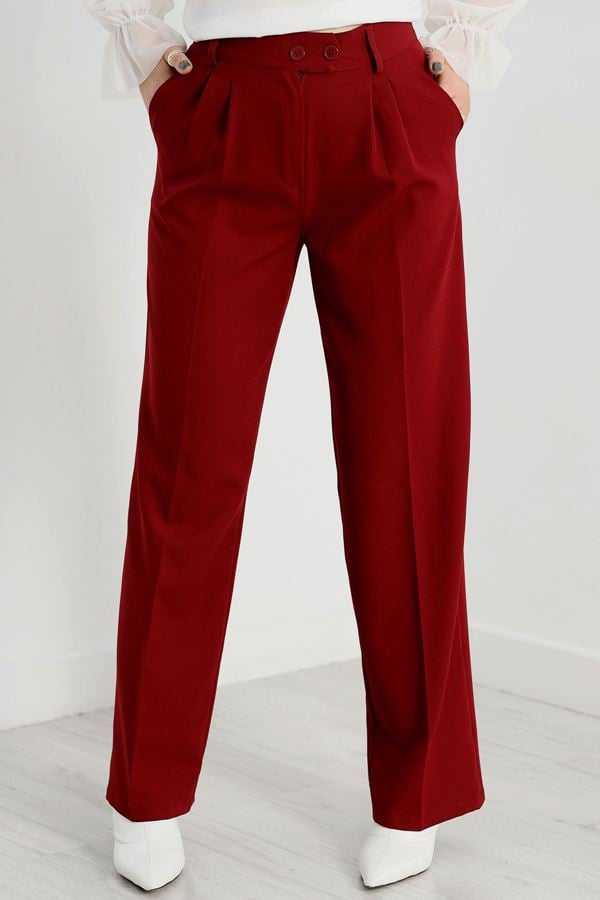 Bel Lastikli Palazzo Pantolon Bordo - 30388.1397.