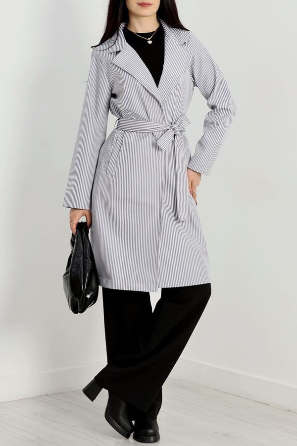 Kuşaklı Bondit Trençkot Griçizgili - 7574.179.