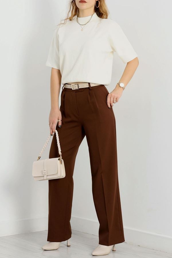 Bel Lastikli Palazzo Pantolon Kahve - 30388.1397.