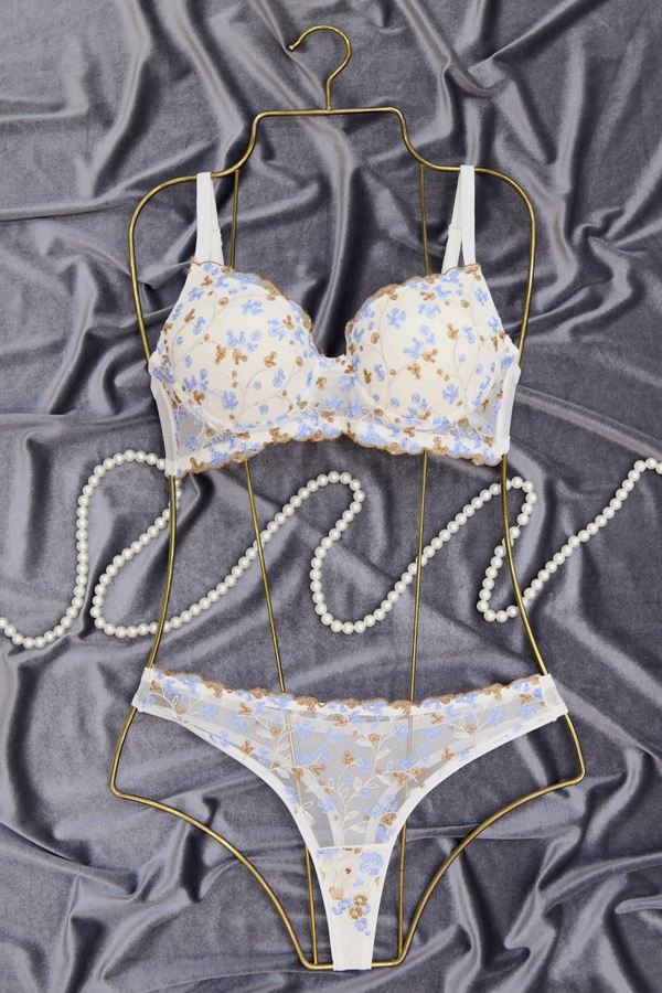 Dal Desen Sütyen Takım Dolgulu Buzmavi - 2564.1783.