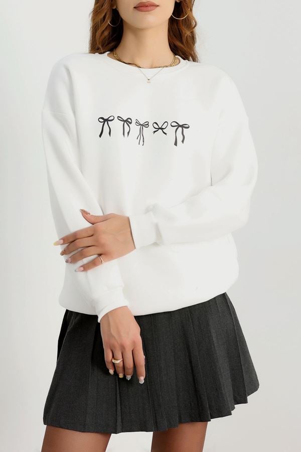 3 İplik Baskılı Sweat Beyazsiyah - 42243.1878.