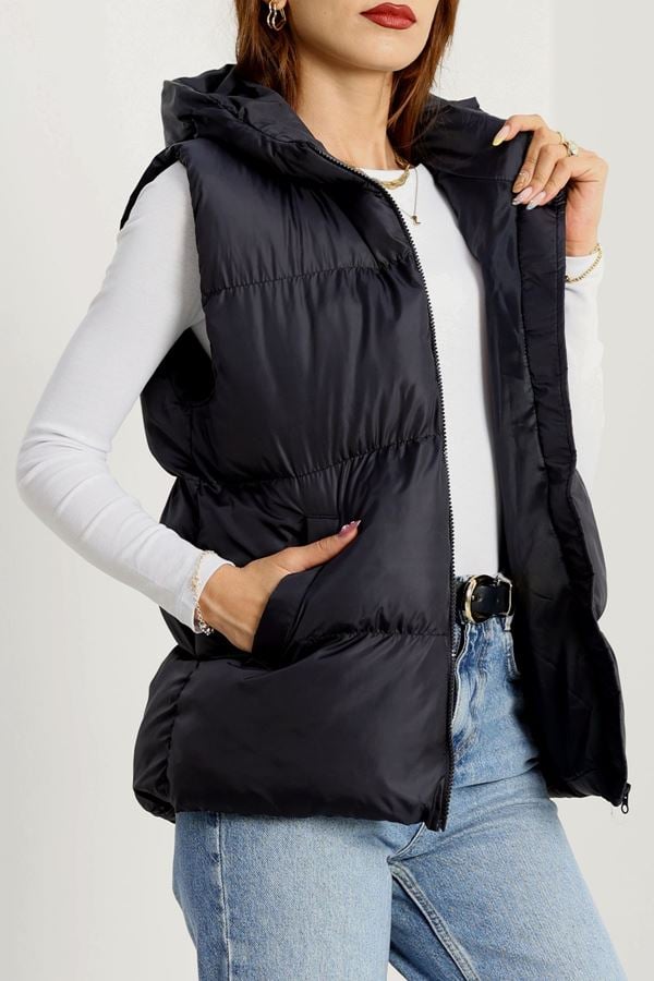 Kapşonlu Şişme Yelek Lacivert - 19190.1839.