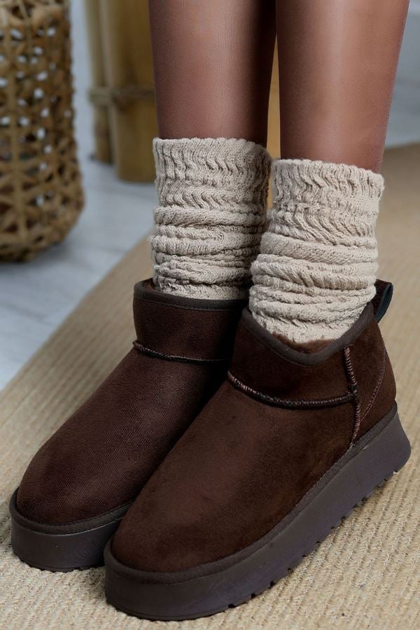 Kalın Taban Mini Boy Süet Bot Acıkahve - 31437.1932.