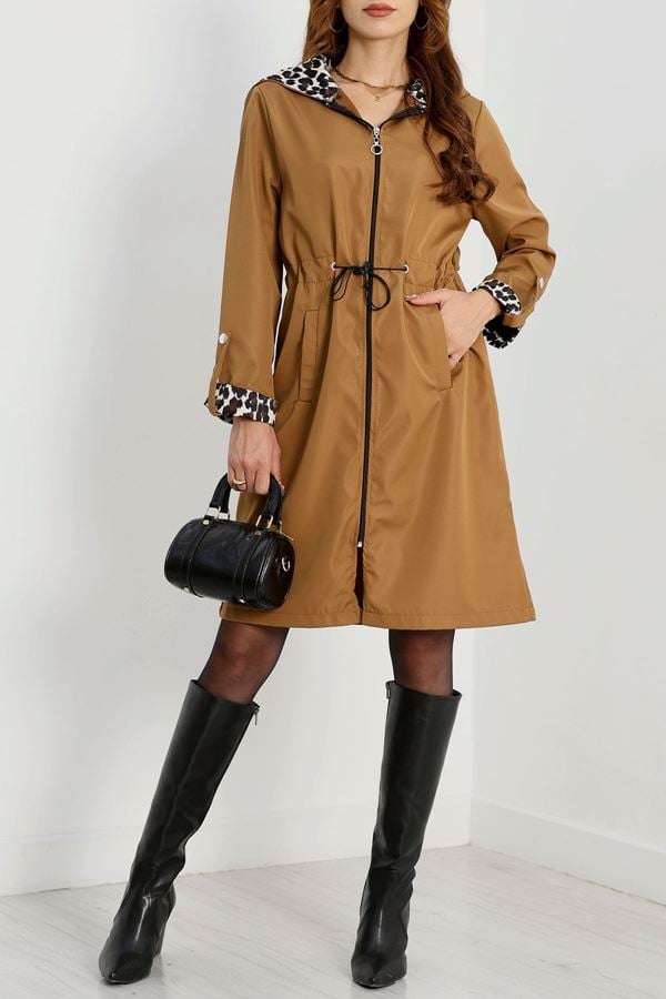 Astarsız Bel Lastikli Trençkot Taba - 31136.147.