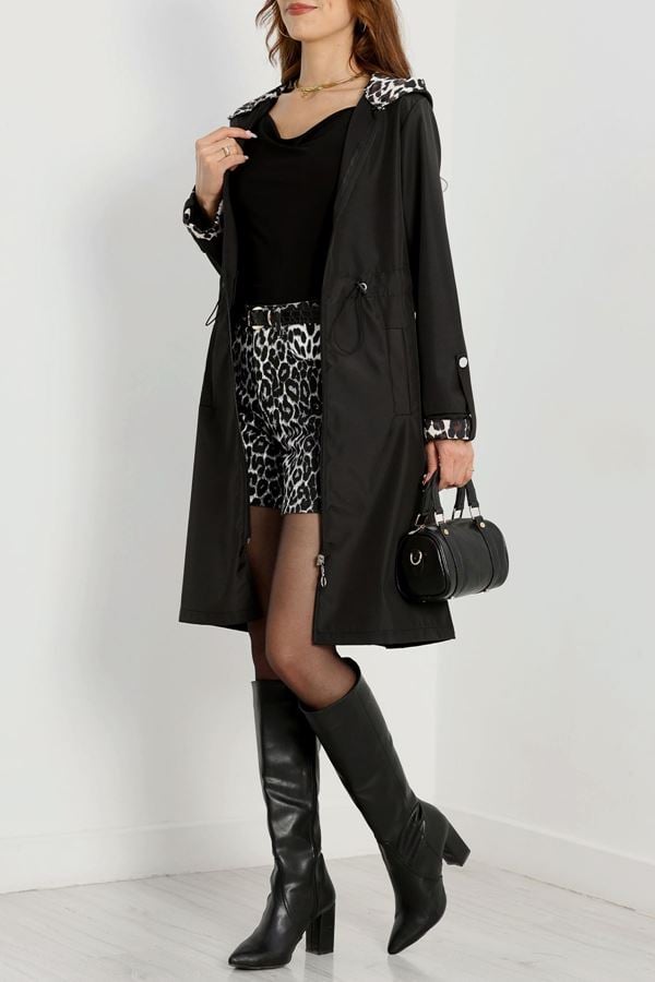 Astarsız Bel Lastikli Trençkot Siyah - 31136.147.