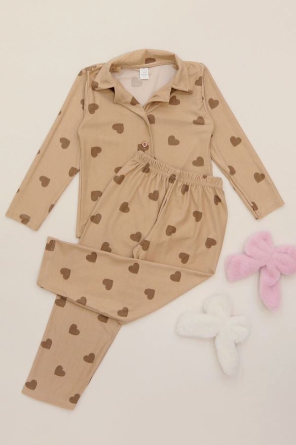 3-14 Yaş Baskılı Süet Çocuk Takım Kahvekalp - 480.1287.