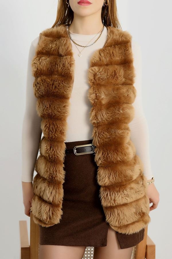Kürk Görünümlü Yelek Camel - 80899.107.