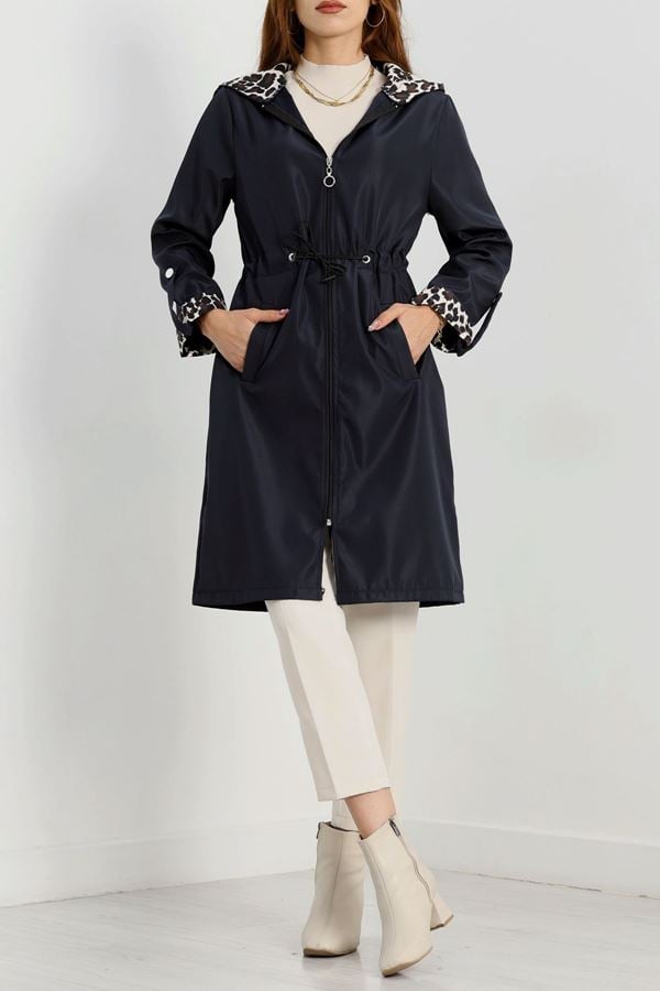 Astarsız Bel Lastikli Trençkot Lacivert - 31136.147.
