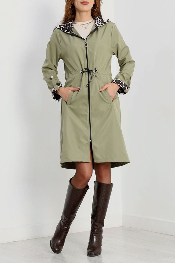 Astarsız Bel Lastikli Trençkot Haki - 31136.147.