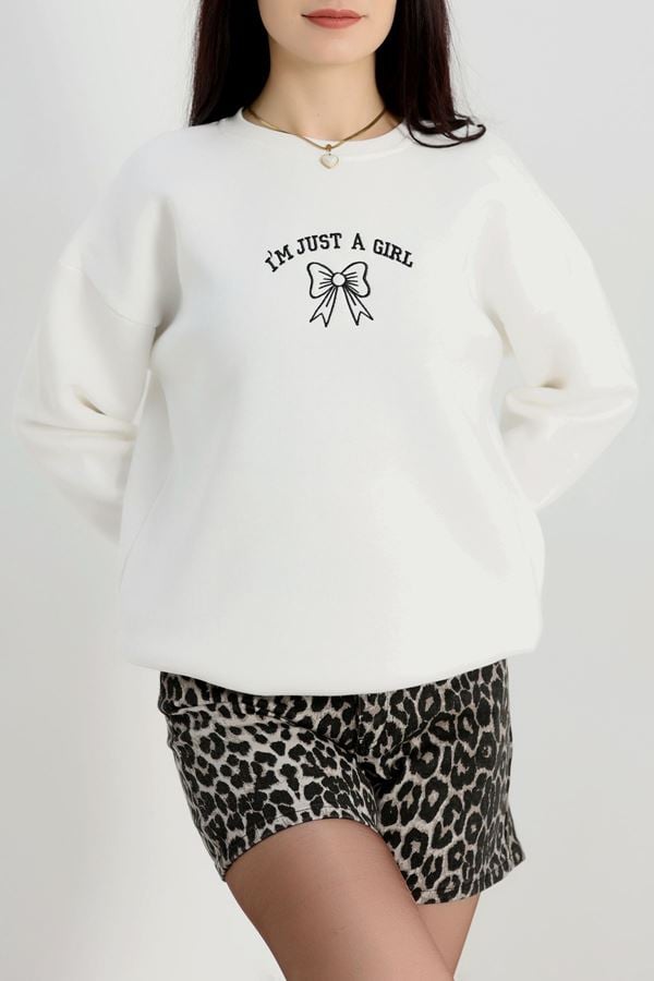 3 İplik Bisiklet Yaka Sweat Ekru - 42245.1878.