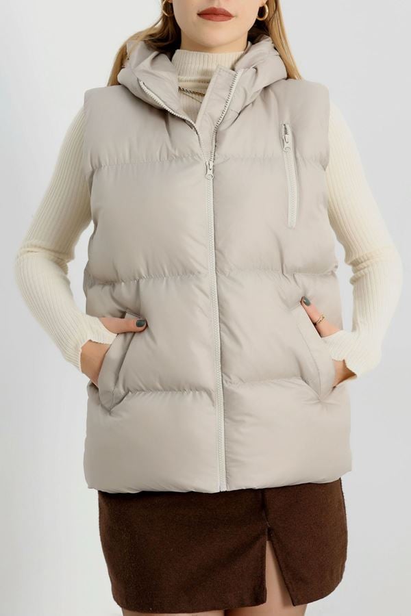 Kapşonlu Şişme Yelek Taş - 19190.1839.