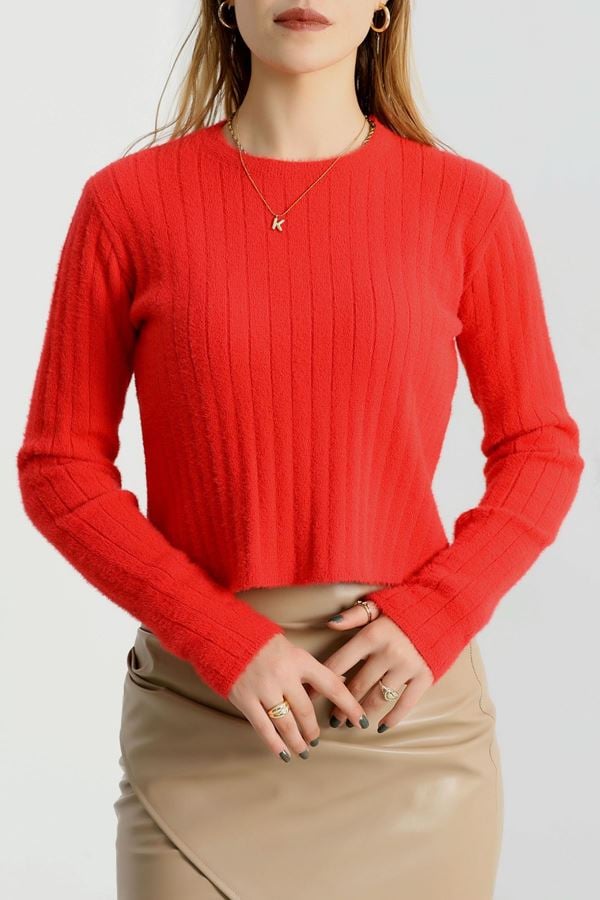 Bisiklet Yaka Triko Kırmızı - 2412.1765.