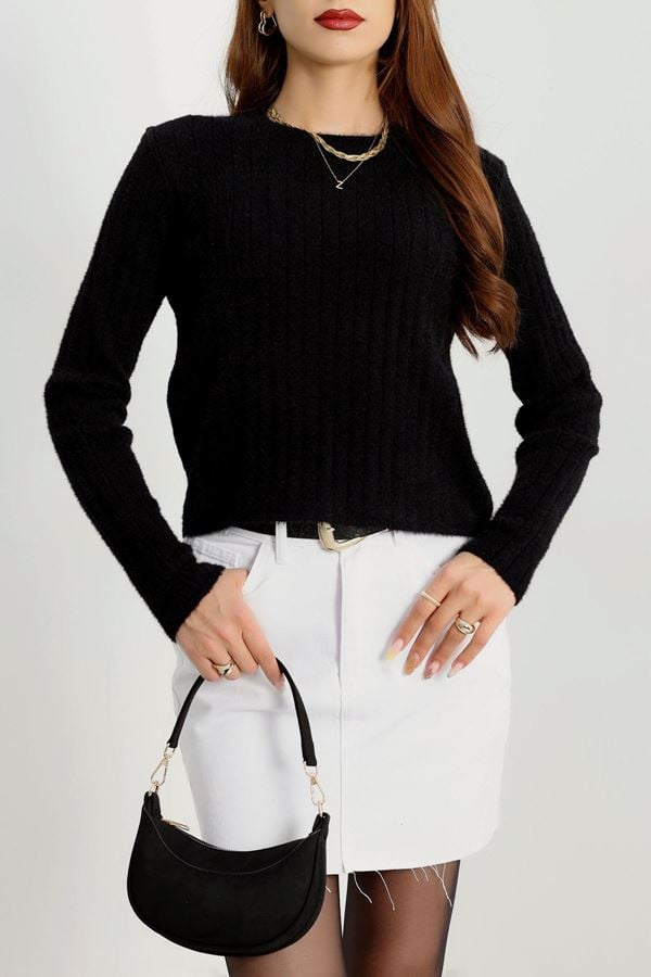 Bisiklet Yaka Triko Siyah - 2412.1765.