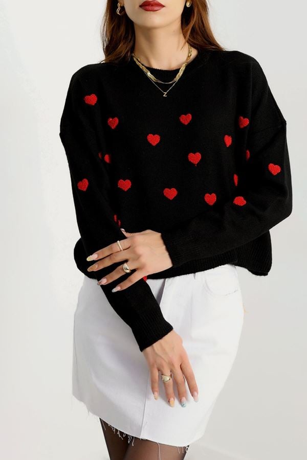 Kalp Detaylı Triko Siyah - 2337.1765.