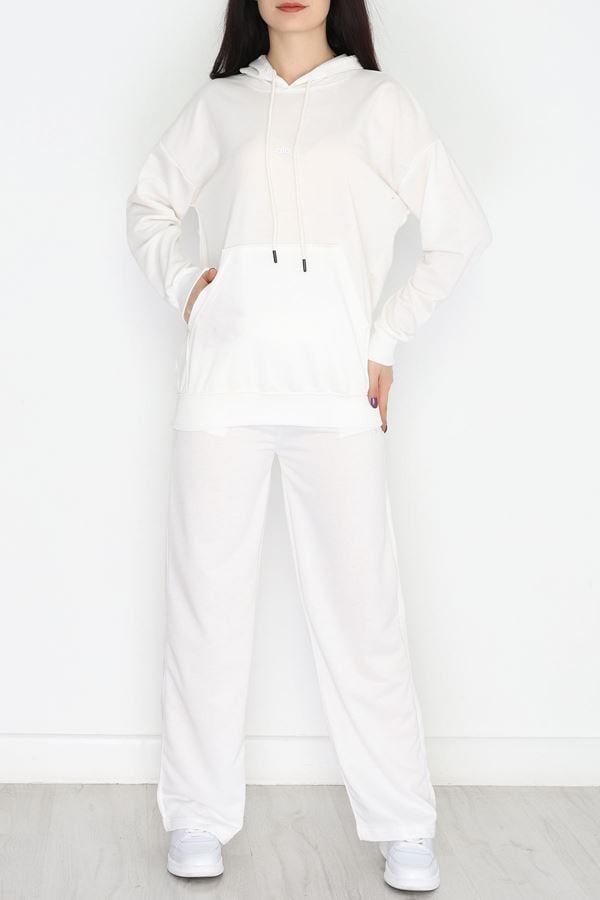 2 İplik Baskılı Eşofman Takımı Ekru - 31320.1878.