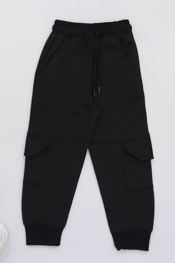 6-10 Yaş 2 İplik Kargo Eşofman Altı Siyah - 50945.2066.