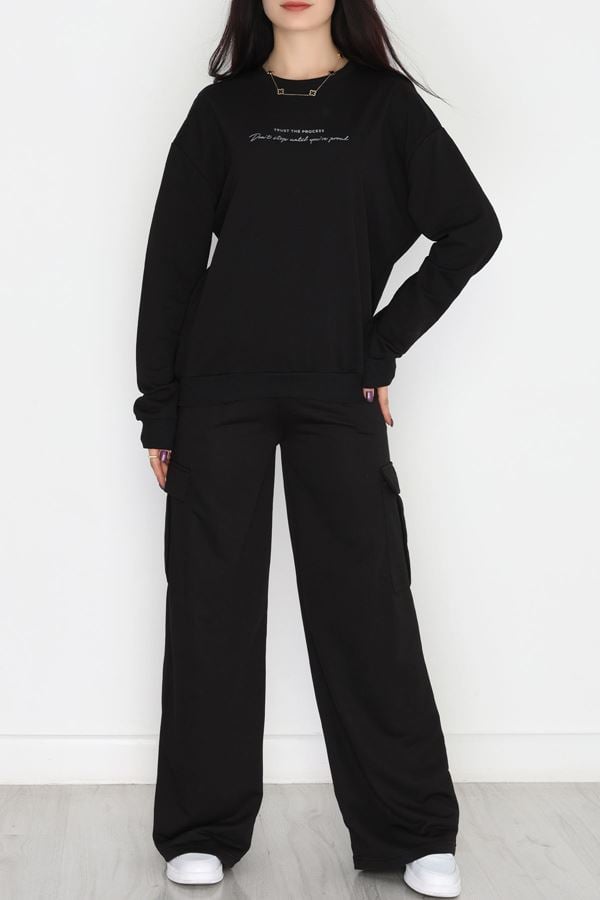 Kargo Cep 2 İplik Eşofman Takımı Siyah - 50802.1857.