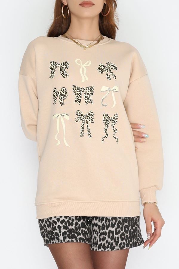 3 İplik Baskılı Sweat Bej - 42244.1878.